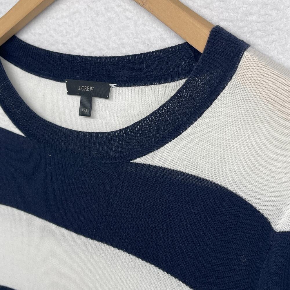 J.CREW Sweater Womens 2XS Summerweight Striped Jumper Pullover Blue Ivory - Picture 6 of 12